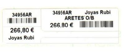 Etiquetas térmicas joyería